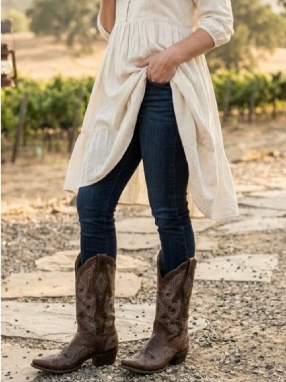 👠Shyanne Brown Embroidered Cowboy Boots